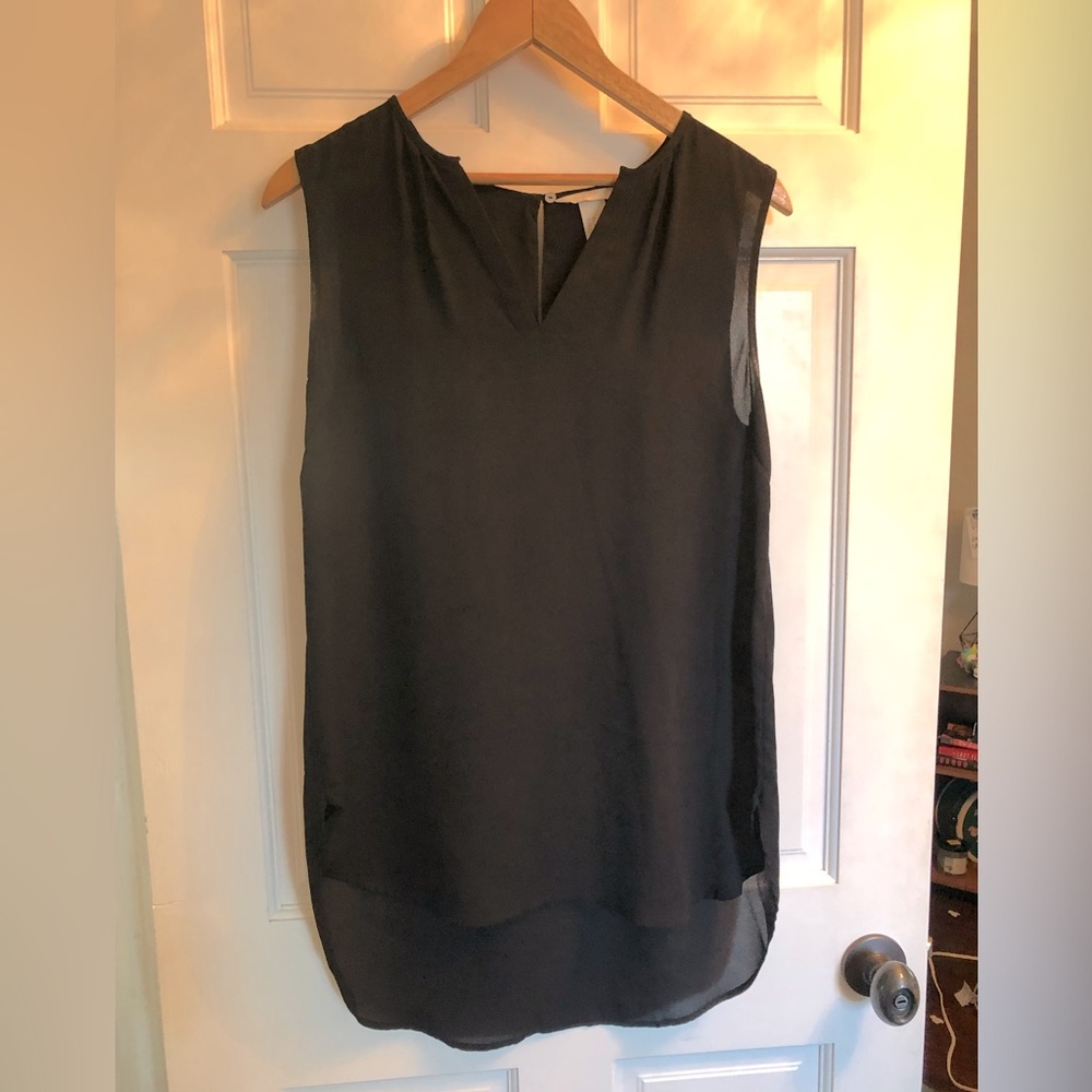 Black silk/sheer tunic